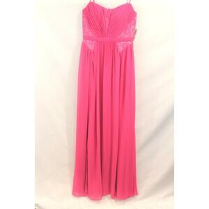 Aidan Mattox Dress Formal Prom Gown size 2 Pink Chiffon Lace Strapless Slit